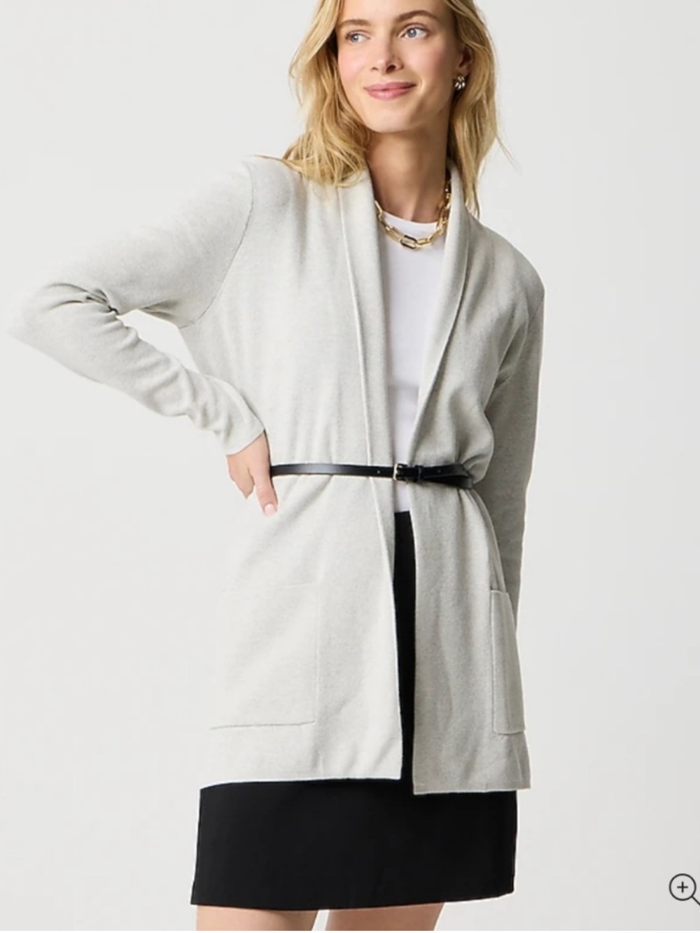J. Crew Chelsea Sweater Blazer Open-Front Shawl Collar Size Medium Light Gray